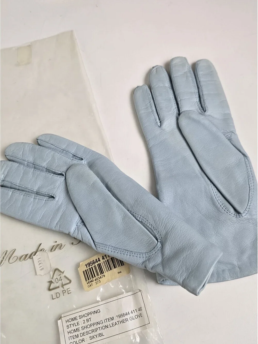 SIM Italian Genuine Leather Gloves 100% Wool Lined Sky-Blue Ladies Womens New